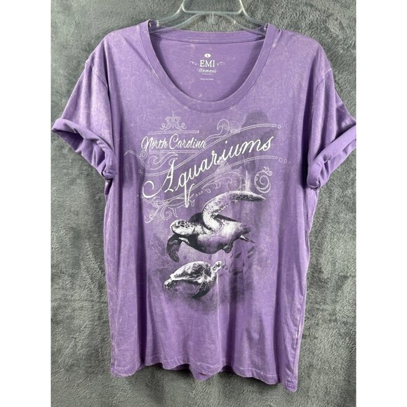 EMI Tops - Womens T Shirt North Carolina Aquarium Graphic Tee Purple By EMI Size Large